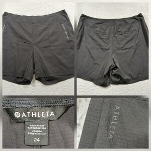 Athleta Hiking Shorts Womens 24 Black Trekkie Ripstop Stretch Outdoor Utility